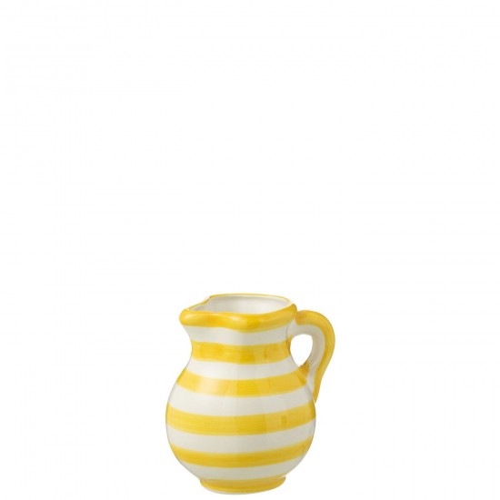 J Line Pitcher Granada Stripes Ceramic White Yellow Small Pitcher Granada Stripes Ceramic White Yellow Small.