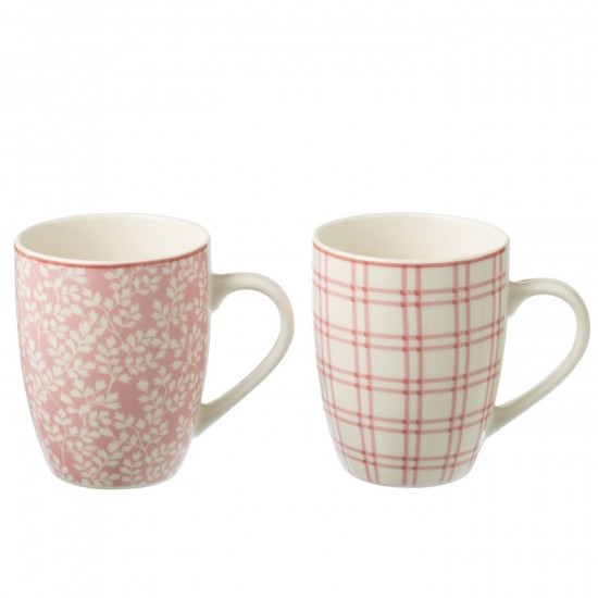 Jline Caja 2 Tazas Mug Ceramica Rosa.
