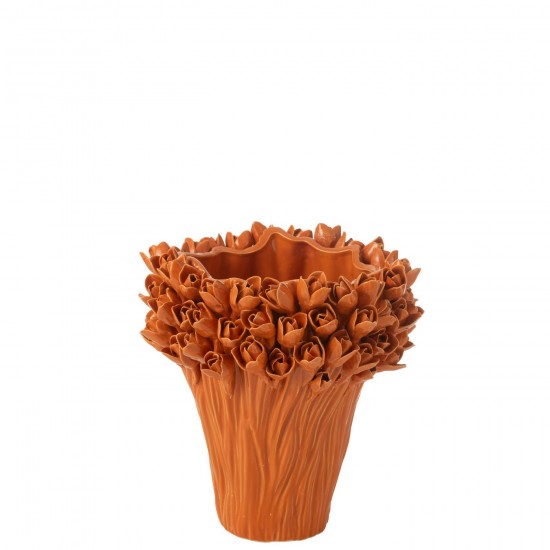J Line Vaso Ambrosia Ceramica Arancione Medium Jarron Ambrosia Ceramica Naranja Mediano.