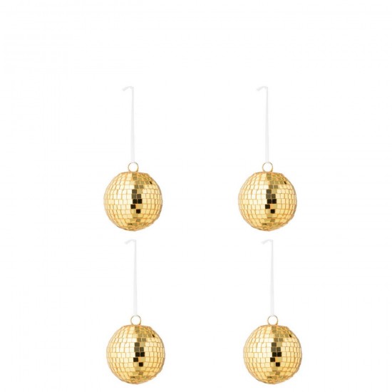 Jline Caja De 4 Adorno Navideño Espejo Vidrio Amarillo Small.