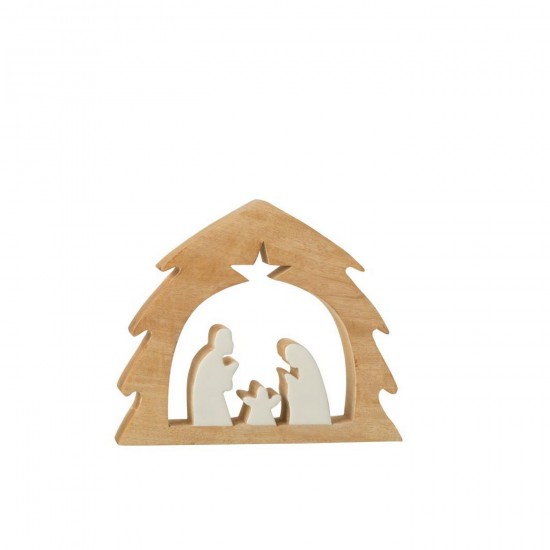 J Line Presepio In Albero Legno Di Mango Bianco Naturale Medium Belén En Árbol Madera De Mango Blanco Natural Medium.