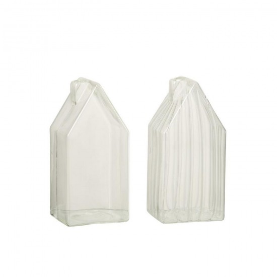 Jline Casa Liso Rayado Vidrio Transparente Large Surtido De 2.