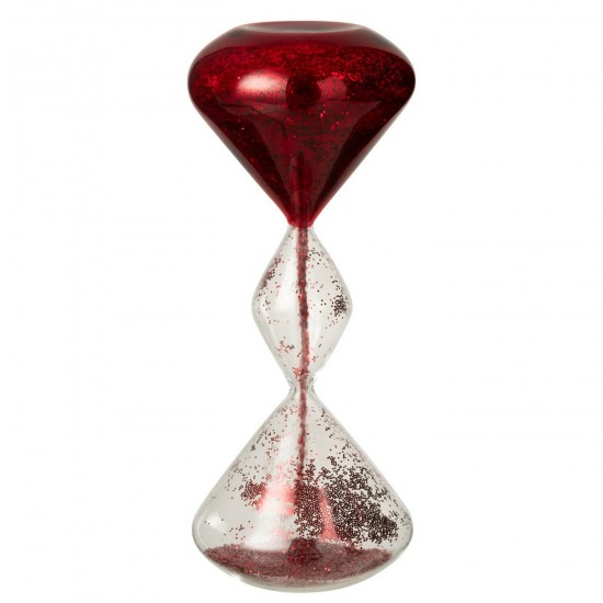 Jline Reloj De Arena Brillos Vidrio Rojo.