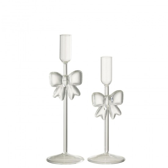 Jline Juego De 2 Candelabro Vidrio Transparente.