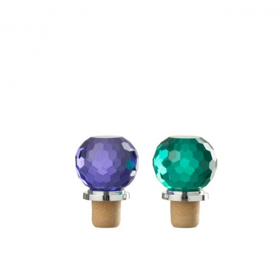 J Line Tappo Bottiglia Palla Vetro Blu Verde Scuro Assortimento Di 2 Tapón De Botella Bola Vidrio Azul Verde Oscuro Surtido De.