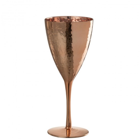 J Line Bicchiere Da Vin Specchio Vetro Rame Copa De Vino Espejo Vidrio Cobre.