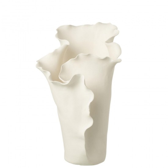 J Line Vaso Helix Irregolare Ceramica Bianco Jarrón Helix Irregular Cerámica Blanco.
