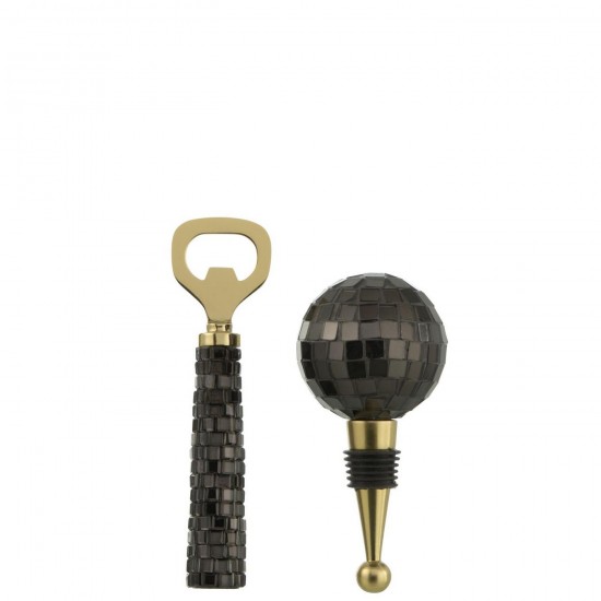 Jline Abrebotellas Tapón De Botella Mosaico Vidrio Negro.
