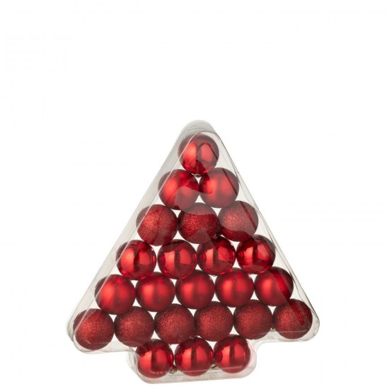 J Line Scatola Di 24 Pallina Di Natale Plastica Rosso Natale Caja De 24 Adorno Navideño Plástico Rojo Navidad.