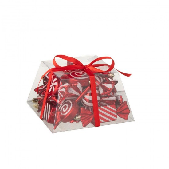 J Line Scatola Di 25 Pendente Caramella Plastica Rosso Natale Caja De 25 Lámpara Colgante Caramelo Plástico Rojo Navidad.