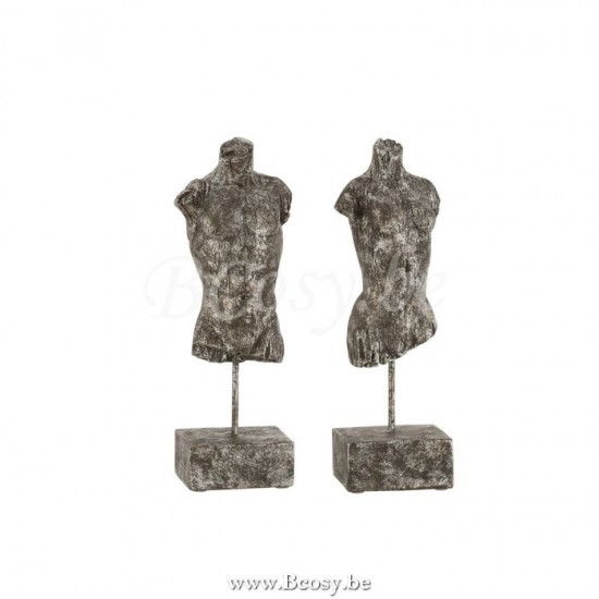 J Line Jline Busto Piede Resina Grigio Scuro Assortimento Di 2 Busto Pie Resina Gris Oscuro Surtido De 2