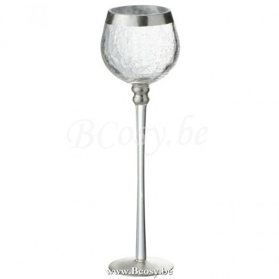 Jline Fotosforo Bola Pie Agrietado Cristal Transparente Plata Large