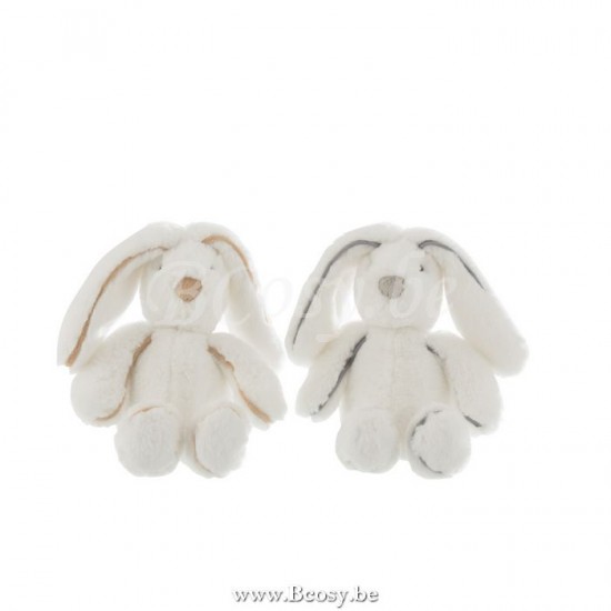J Line Coniglio Peluche Bianco Small Assortimento Di 2 Conejo Peluche Blanco Small Surtido De 2.