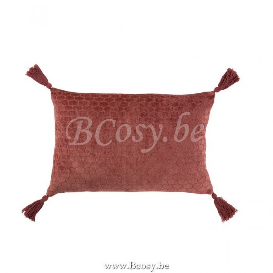 Jline Almohada Motivo Rectangulo Algodon Terracota Rojo