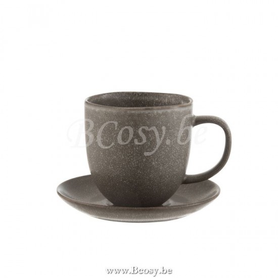 tasses de cafe avec sous tasses soucoupes Jolipa Jline Tasse Sous Tasse Louise Ceramique Marron