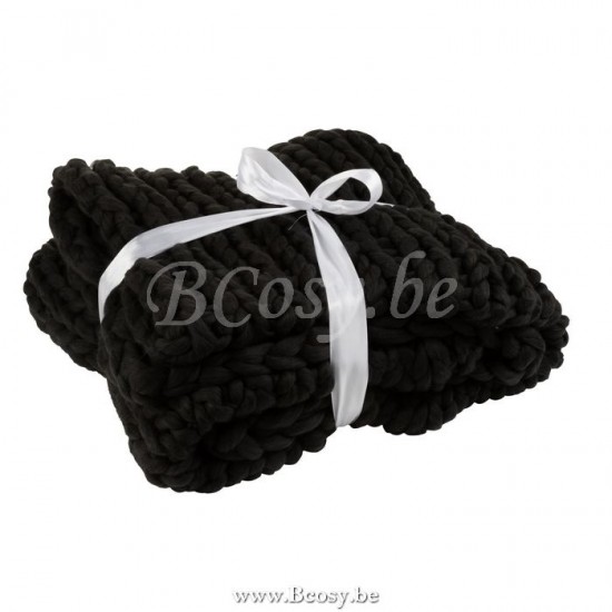 Jolipa Jline Plaid Tricote Acrylique Noir