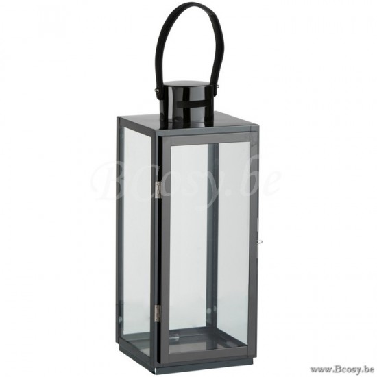 Jline Linterna Cuadrada Acero Cristal Negro.