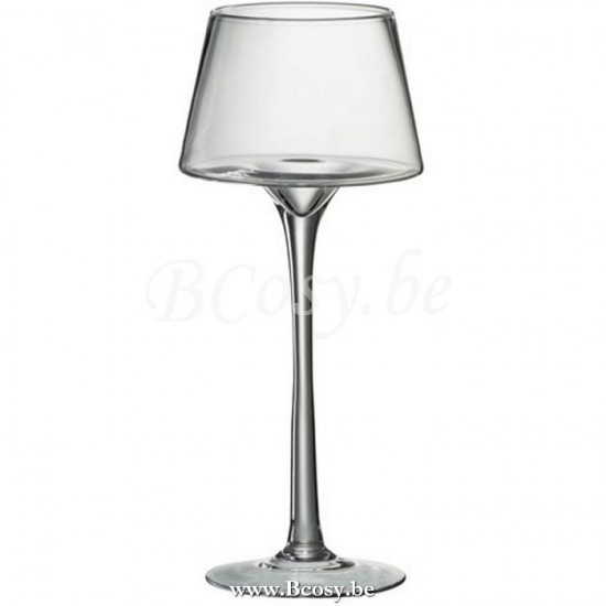 Jline Candle Holder On Base Conical Glass Transparent Medium