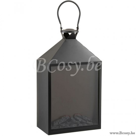 J Line 95668 Haard Led Lantaarn Zwart 54H openhaarden open haarden haardschermen vuurschermen