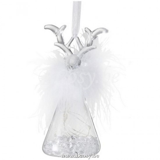 J Line Jline Kerstballen Rendier Led Pluim Glas Klaar Small