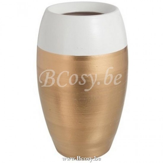 J Line Jline Vaso Bordo Terracotta Bianco Oro Large Jarron Borde Terracota Blanco Oro Large