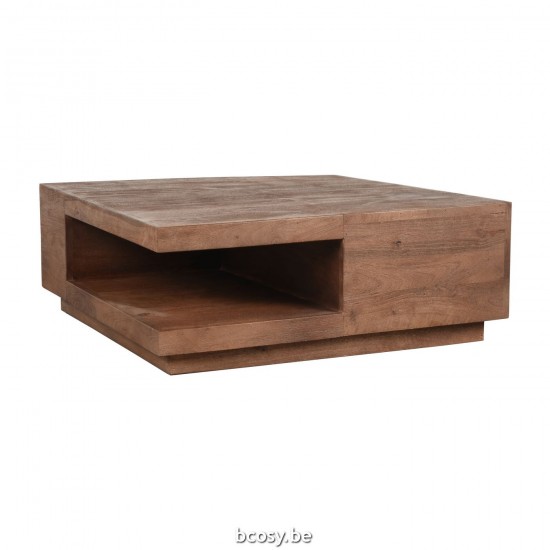 LABEL51 Tables basse Square Espresso Bois de mangue 80 cm.