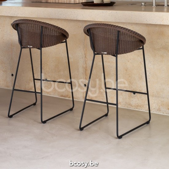 Vincent Sheppard Joe Barkruk Slede Zwart Gepoedercoat Stalen slede frame Espresso Lloyd Loom.