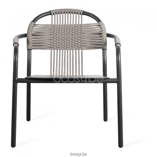 Vincent Sheppard Cleo Lounge Chair Fossil Grey Aluminium frame Misty Dots Rope Polypropylene.