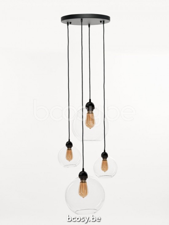 Marckdael pendel Seattle-Seatle Marckdael 1488-PL4-NE-GLOBE-CLEAR-2KL-2GR Contemporal Zwart pendel H max 125cm VVD VDV Verlichting van Dijck.