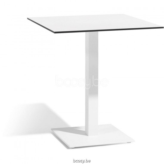 Diphano Alexa Theken Bistrotisch M (75x70) Aluminium Weiß Gestell Tischplatte Trespa Weiß 13 mm.