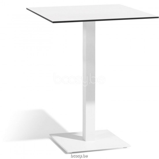 Diphano Alexa hoher Bistrotisch H (75x70) Aluminium Weiß Gestell Tischplatte Trespa Weiß 13 mm.