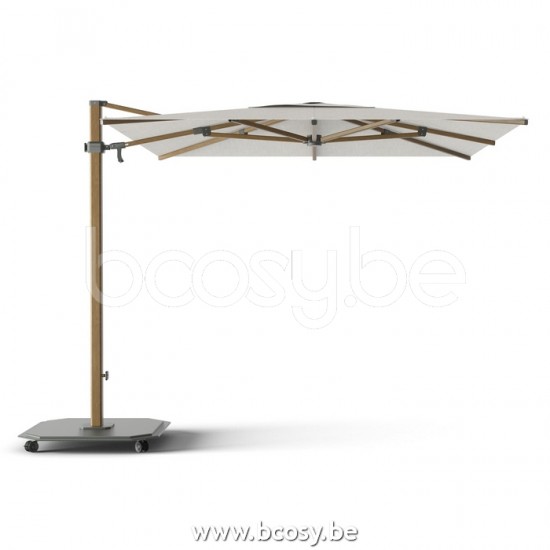 Jardinico JCP302 260x260 Vierkante Vrijhangende Parasol 2,6x2,6 Mast Teak Aluminium Met Structuur Doek Cotton Sunbrella Plus Marine UFJCP.302 CARACTERE.
