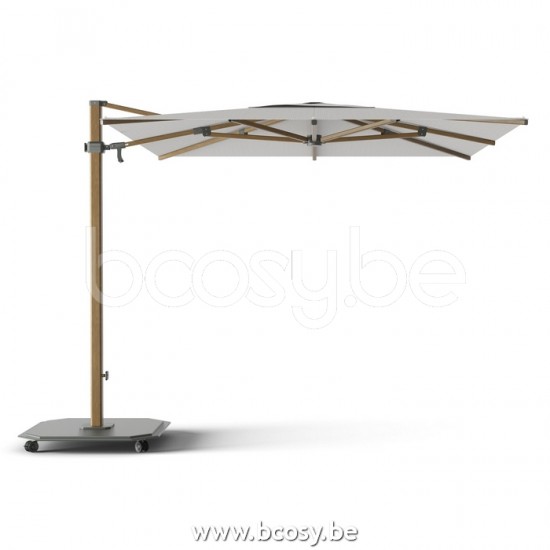 Jardinico JCP302 260x260 Vierkante Vrijhangende Parasol 2,6x2,6 Mast Teak Aluminium Met Structuur Doek Mooncrest Sunbrella Plus Marine UFJCP.302 CARACTERE.