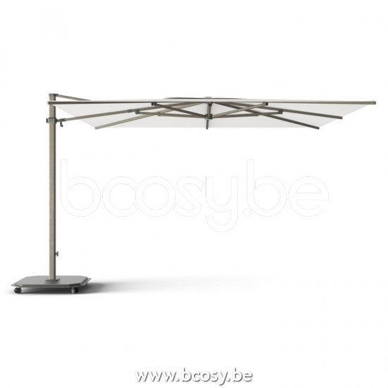Jardinico JCP401 370x370 Vierkante Vrijhangende Parasol 3,7x3,7 Mast Cappuchino Aluminium Met Structuur Doek Pearl Sunbrella Plus Marine UFJCP.401 CARACTERE.