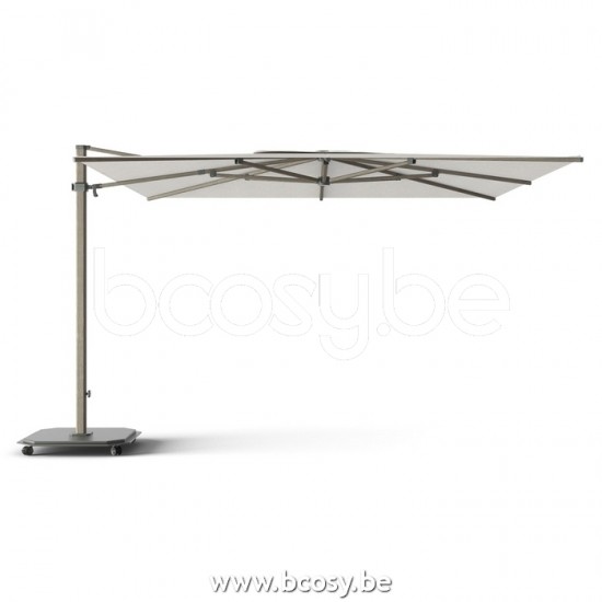 Jardinico JCP401 370x370 Vierkante Vrijhangende Parasol 3,7x3,7 Mast Cappuchino Aluminium Met Structuur Doek Cotton Sunbrella Plus Marine UFJCP.401 CARACTERE.