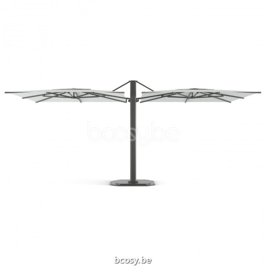 Jardinico JCP601 2x300x300 Dubbele Vierkante Combinatie 2 Vrijhangende Parasols 2x3x3 Mast Antraciet-charcoal Doek Ice Sunbrella Plus Marine UFJCP.601 CARACTERE.