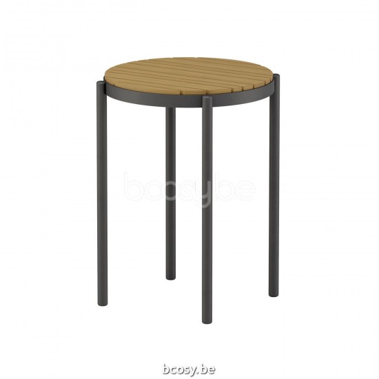 Jardinico VOLTE Bout De Canapé Table D'appoint De Jardin Emboîtée Rond Ø40 Aluminium Thermolaqué En Anthracite Teak.