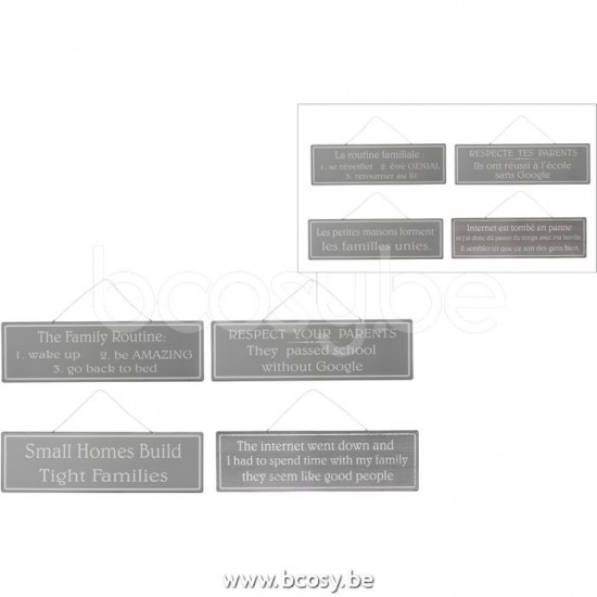 J Line Jline Plakkaat Mix 1 Engels Frans Metaal Antiek Grijs Wit Assortiment Van 4