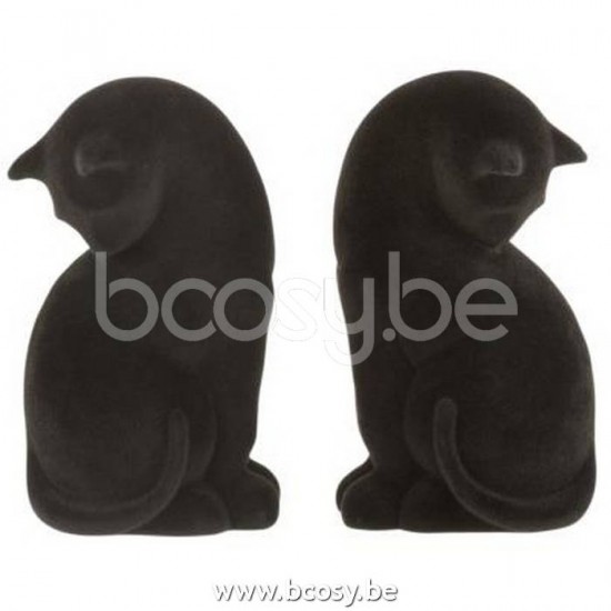 Jline Set De 2 Sujetalibros Gato Resina Terciopelo Negro