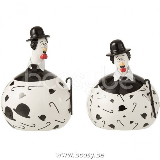 J Line Jline Jolipa 17585 Kip Chaplin Keramiek Wit Zw L Assortiment Van 2