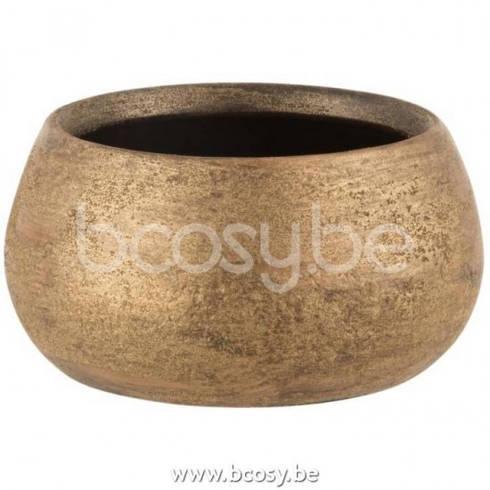 Jline Maceta Irregular Bajo Rugoso Ceramica Oro