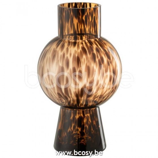 Jline Jarron Bola Manchas Marron Cristal Medium