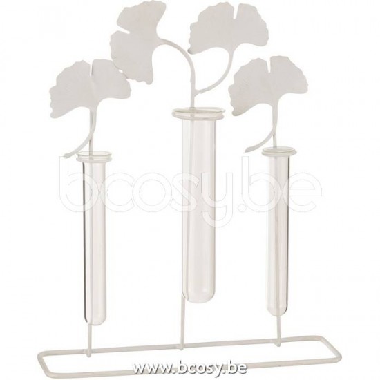 Jline Vase 3 Holders Flowers Metal White