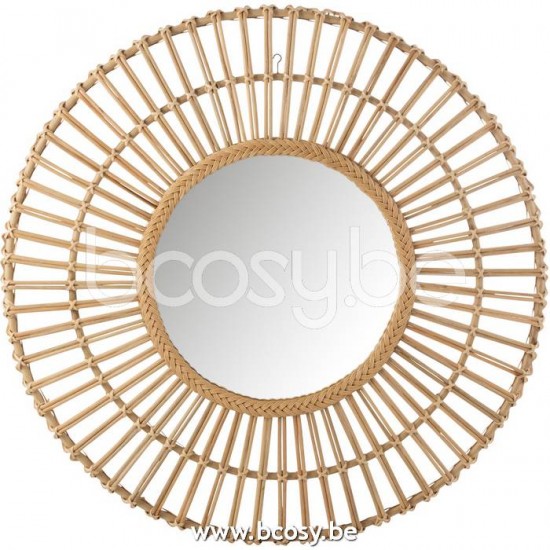 J Line Jline Mirror Ellen Round Rattan Natural Large mirrors