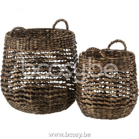 paniers de rangement Jolipa J Line Jline Set De 2 Paniers Jacinthe D Eau Marron Fonce