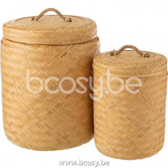 J Line Jline Set Of 2 Storage Baskets Round Bamboo Natural baskets