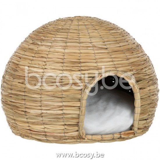 Jline Cesta Gato Cojines Yumi Paja Natural