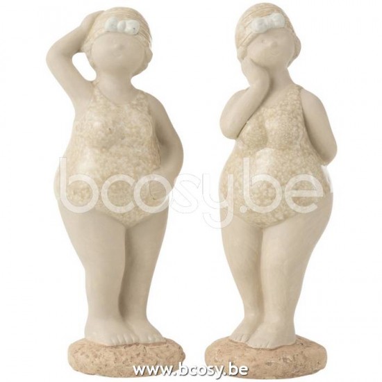 Jline Mujer Banador De Pie Ceramica Beige Medium Surtido De 2