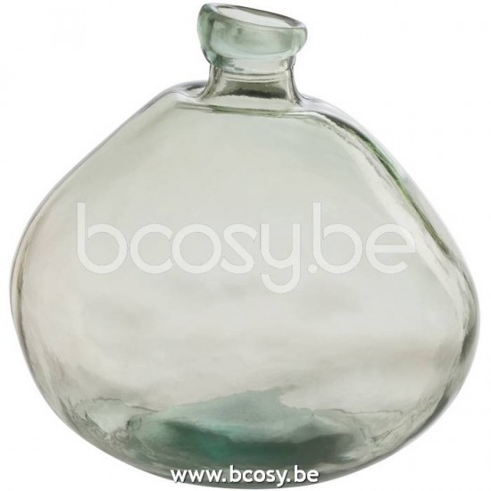 J Line 21719 Vaas Cleo Glas Watergroen L21xB21xH36 cm bloemvaas bloemenvaas siervaas bloemvazen bloemenvazen siervazen