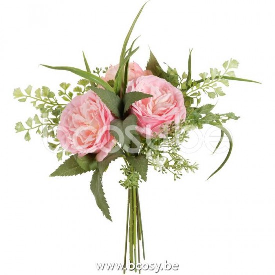 Jline Buque De Tulipas Y Helechos Plastico Rosa Claro